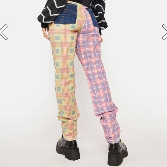 NWT Ragged Jeans Hot Rod Jean Mixed Check Mom Jeans. Size 32 - Picture 2 of 14